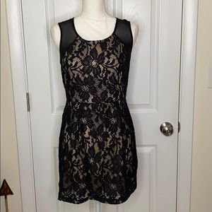 Black & Tan Lace See-Through Dress